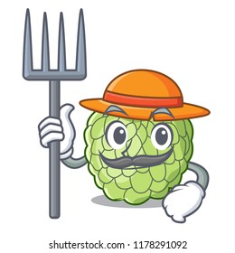 Farmer sugar apple fruit isolated on cartoon