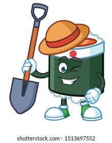 farmer sushi japan mascot character vector
