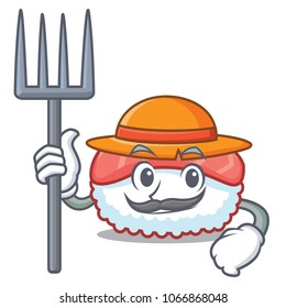 Farmer sushi salmon character cartoon