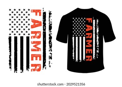 Farmer T Shirt Design With USA Flag.