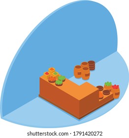 Farmer table for sellling fresh vegetables