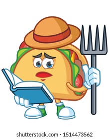 farmer Taco Mexican cartoon mascot character vector