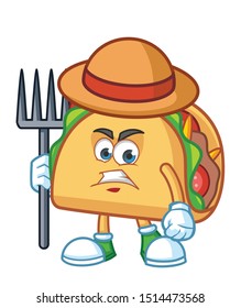 farmer Taco Mexican cartoon mascot character vector