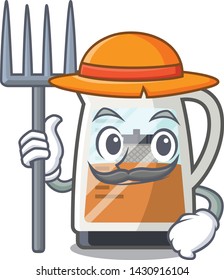 Farmer tea maker isolated with the mascot