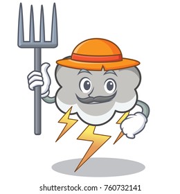 Farmer thunder cloud character cartoon