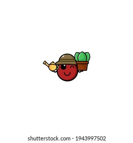 Farmer Tomato Cartoon Charakter Vektorgrafik Design. Cute, Fun, Funny Style. Empfohlen für Gemüse Shop Logo Maskottchen.