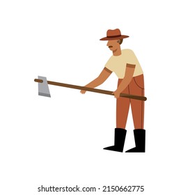 agricultor con carácter de trabajo de herramienta