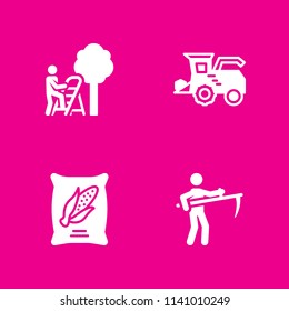 farmer, tractor, farmer and corn icons set. Vector graphic design for web and application