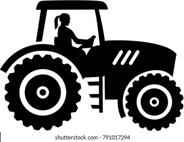 Farmer tractor with female farmer
