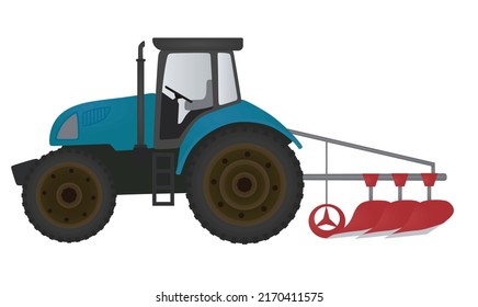Farmer tractor plowing. vector illustration