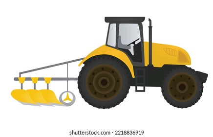 Farmer tractor plowing. vector illustration