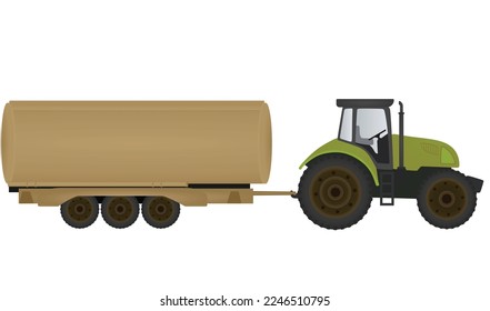 Farmer tractor with tank trailer. vector