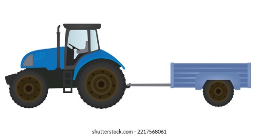 Tractor agrícola con remolque. vector