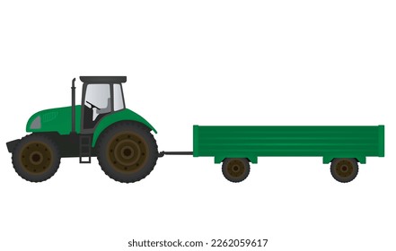 Tractor agrícola con remolque. vector