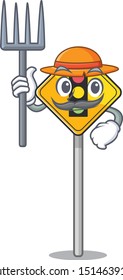 Farmer traffic light ahead on the cartoon