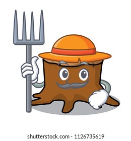 Farmer tree stump character cartoon