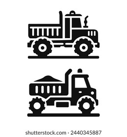 Farmer Truck Vector And Black Agricultural Transport Icons