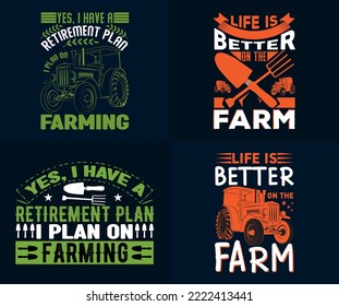 Farmer T-Shirt Design Bundle, Print Ready Farming T-shirt Design Set
