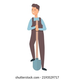 Farmer use shovel icon cartoon vector. Tree agriculture. Farm people