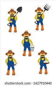 farmer in various activity in flat design for background illustration