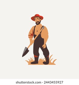 Farmer Vektor-Kunst im einfachen Hintergrund Landwirtschaft, Beruf, ländlich, Ikone.