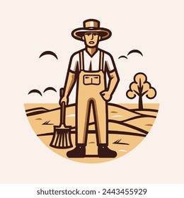 Farmer Vector Art in Plain Background Agriculture, Occupation, Rural, Icon.