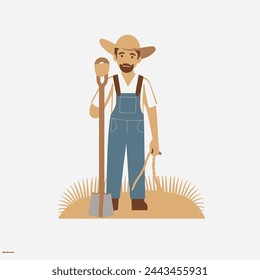Farmer Vektor-Kunst im einfachen Hintergrund Landwirtschaft, Beruf, ländlich, Ikone.