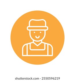 Farmer Vector Circle Outline Icon . Eps 10 file