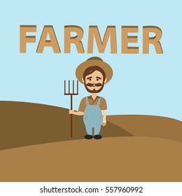 farmer. Vector clip art illustration