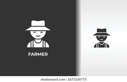 Ilustração Isolada De Símbolo De Vetor, Ícone Ou Sinal De Logotipo Do Agricultor