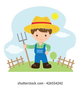 Farmer Vector Illustration Stock Vector (Royalty Free) 426554242 ...