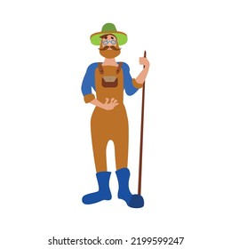 Granjero. Ilustración vectorial aislada en fondo blanco.