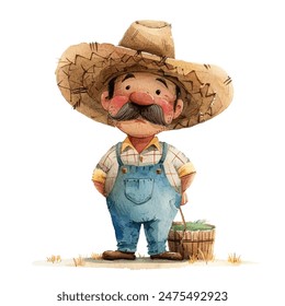 farmer vector illustration in watercolor style