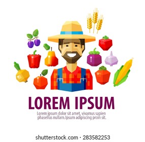 farmer vector logo design template. harvest or agriculture, farming icon