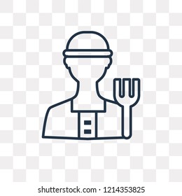 Farmer vector outline icon isolated on transparent background, high quality linear Farmer transparency concept can be used web and mobile