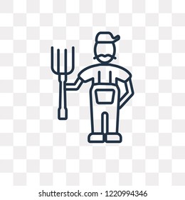 Farmer vector outline icon isolated on transparent background, high quality linear Farmer transparency concept can be used web and mobile