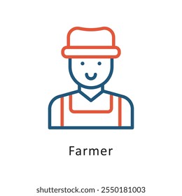 Farmer Vector Two Color Outline IconIcon. Eps 10 file