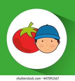 farmer with vegetable isolated icon design, vector illustration  graphic 