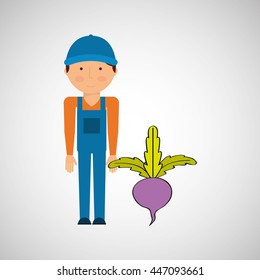 farmer with vegetable isolated icon design, vector illustration  graphic 