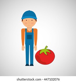 farmer with vegetable isolated icon design, vector illustration  graphic 