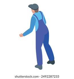 Farmer walking and reaching out his hand isometric illustration