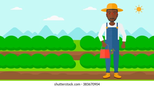 Farmer with watering can.