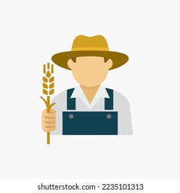 Farmer mit Vektorsymbol von Weizen