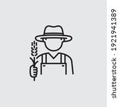 Farmer With Wheat Vector Line Icon
