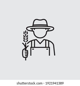 Farmer With Wheat Vector Line Icon