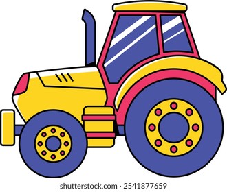 Farmer Wheels Tractor Machine Illustration