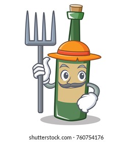 Farmer wine bottle character cartoon