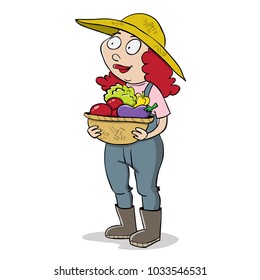 Farmer woman with basket