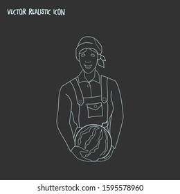 Farmer woman icon line element. Vector illustration of farmer woman icon line isolated on clean background for your web mobile app logo design.