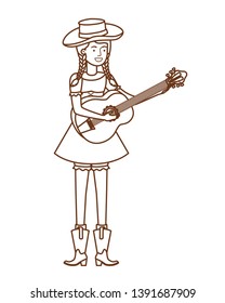 farmer woman with musical instrument
